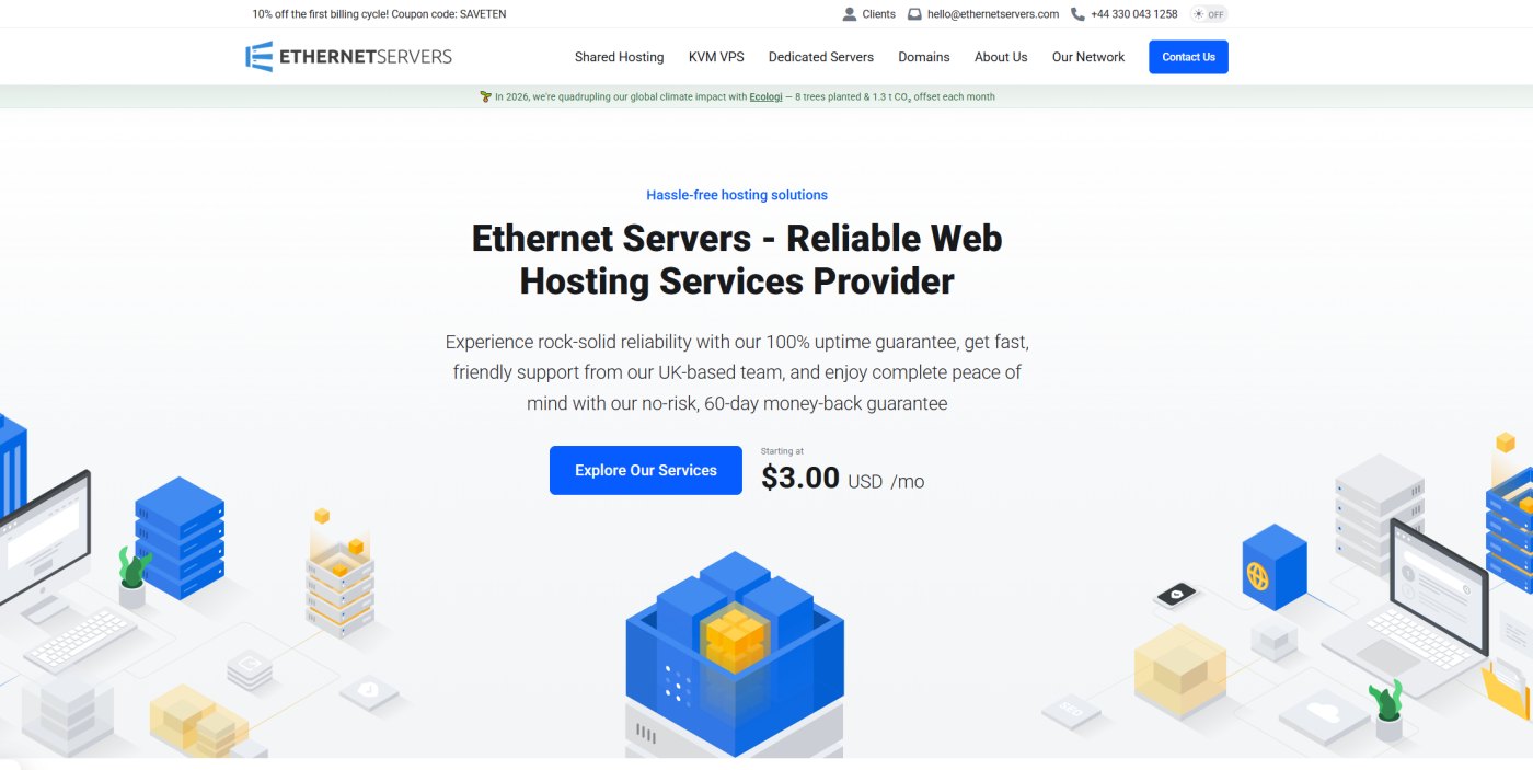 cheap web hosting ethernetservers shared hosting servers cloud infrastructure
